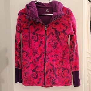 GAIAM pink purple floral hoodie XS